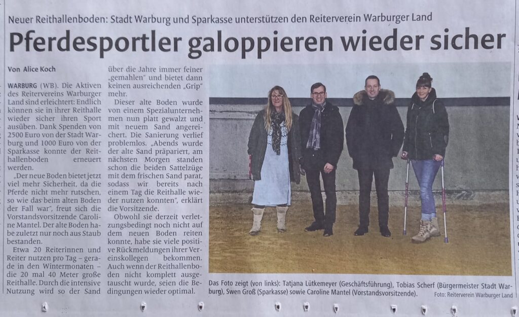 Zeitungsartikel "Pferdesportler galoppieren wieder sicher"