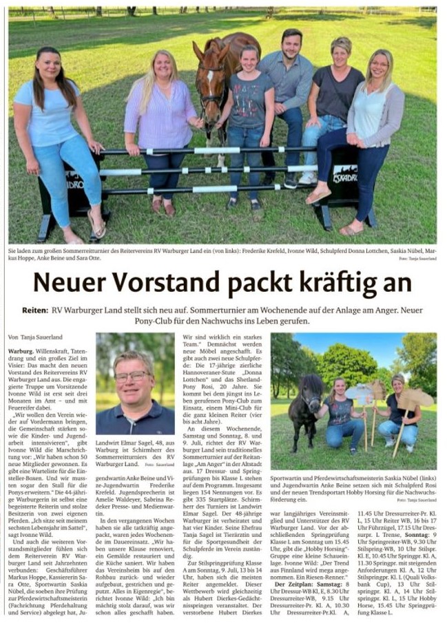 Zeitungsartikel "Neuer Vorstand packt kräftig an"